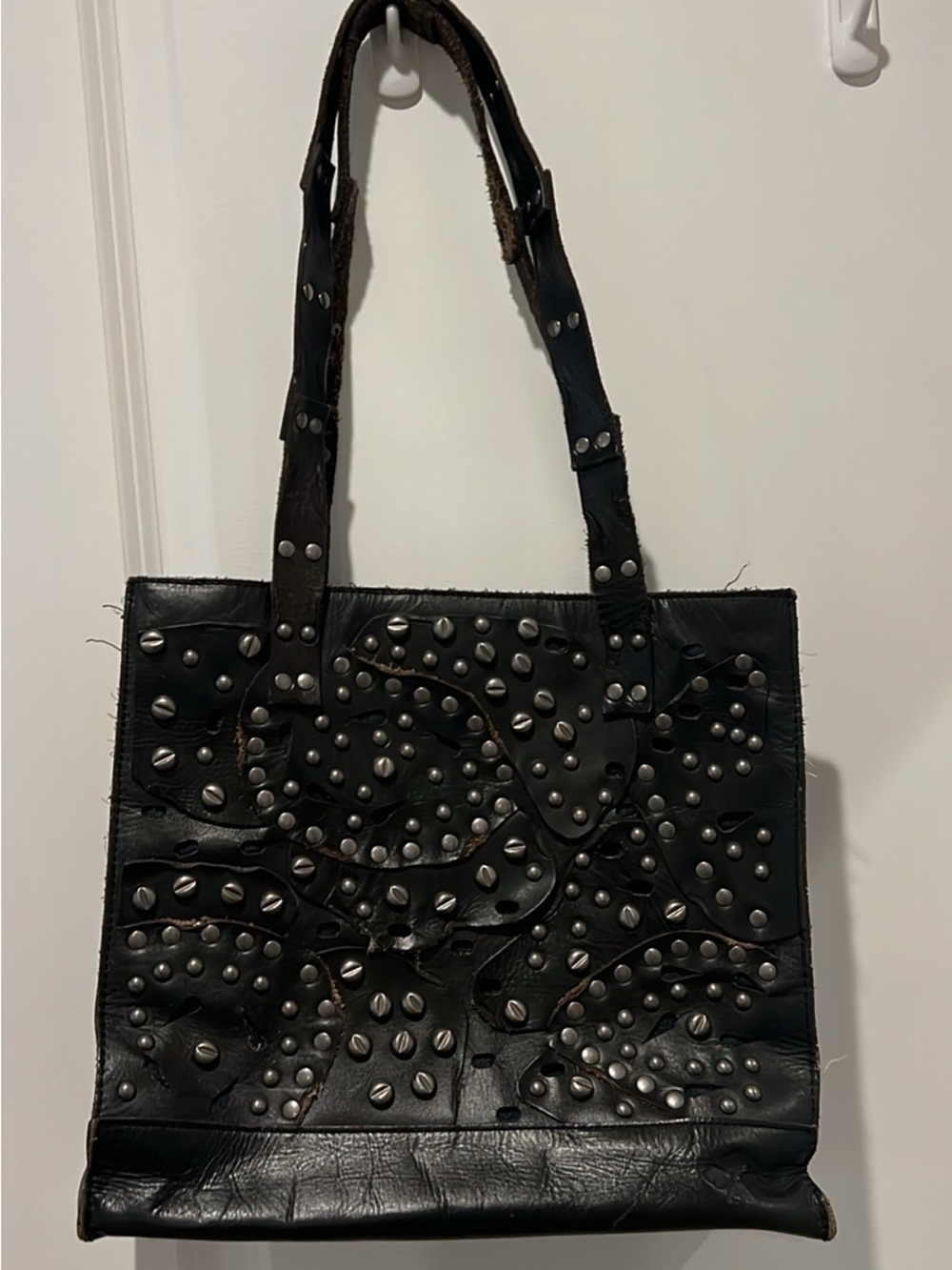 Patricia Nash Black Studded Leather Tote Bag - Fashionable Women's Shoulder Bag